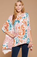 Oddi OVERSIZED Swirl Tie-Dye Printed Top in Teal Combo