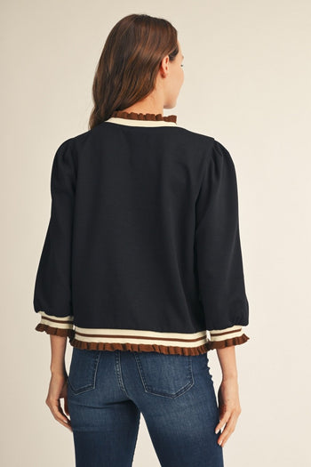 Jodifl Ruffle Edge Detail Lovely Solid Top in Black