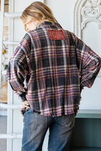 Load image into Gallery viewer, Oli &amp; Hali Button Up Mixed Plaid Shirt with Front Star Patch in Black Shirts &amp; Tops Oli &amp; Hali   

