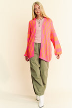 Load image into Gallery viewer, Davi &amp; Dani Two Toned Mixed Checkered Print Open Front Cardigan in Pink Orange
