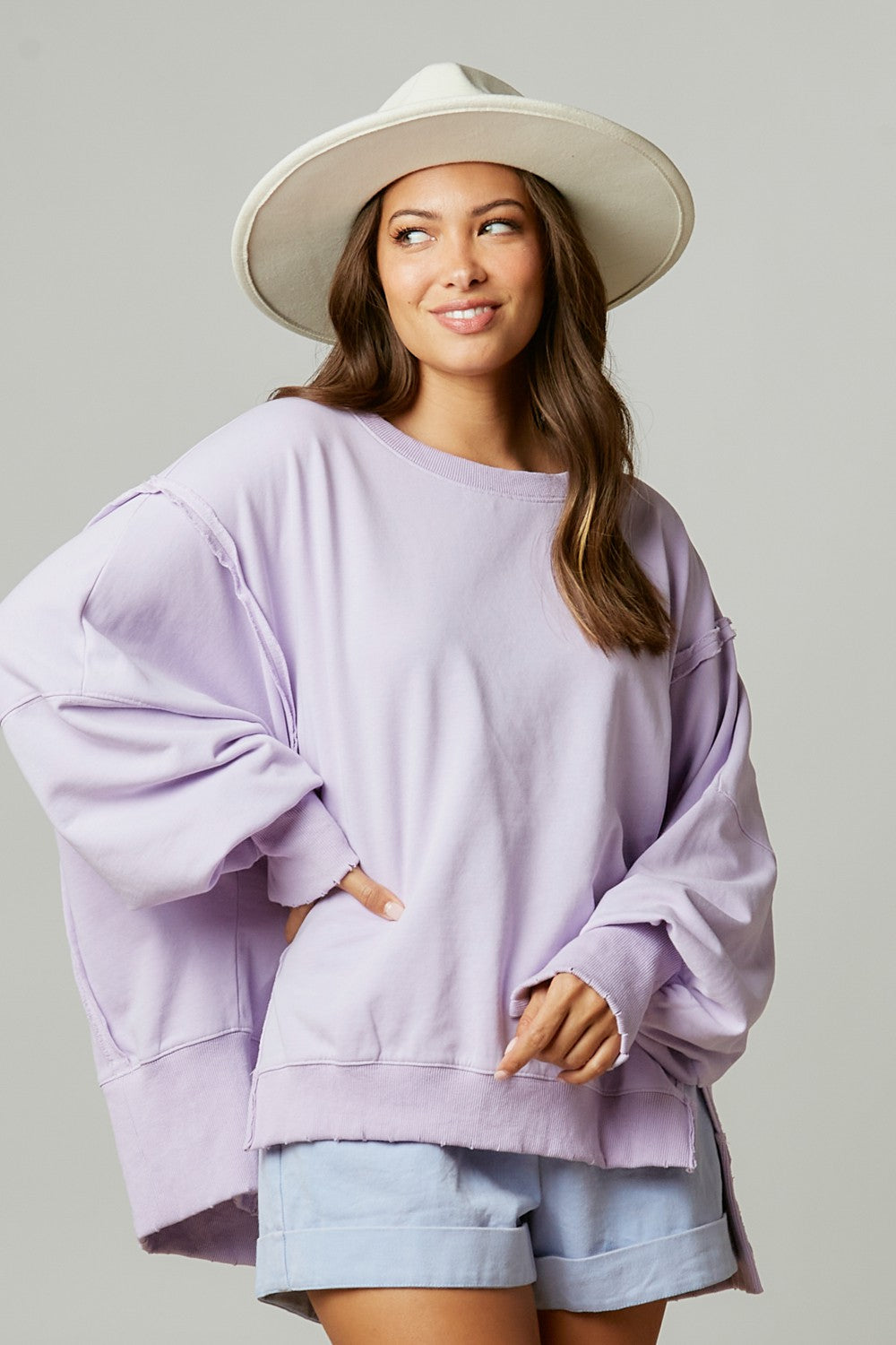 Fantastic Fawn French Terry Oversize Sweatshirt in Lavender  Fantastic Fawn   