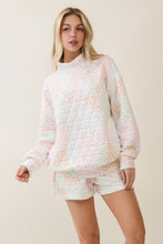Load image into Gallery viewer, Veveret Floral Patchwork Quilted Mock Neck Top in Pink
