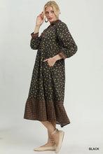 Load image into Gallery viewer, Umgee Floral Mix Media Print Midi Dress in Black
