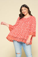 Oddi Floral Print Button Down Top in Red