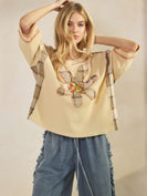 Sage+Fig Boho Bloom Waffle Knit Top in Natural