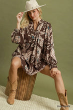 Load image into Gallery viewer, Umgee Paisley Floral V-Neck Babydoll Dress in Chocolate
