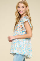 Oddi Mixed Floral Print Top in Peach Combo