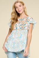 Oddi Mixed Floral Print Top in Peach Combo