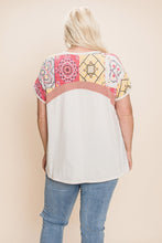 Load image into Gallery viewer, Cotton Bleu Color Block Short Sleeve Top in Nude Combo Shirts &amp; Tops cotton bleu   
