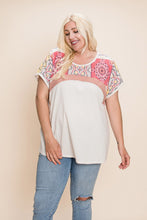 Load image into Gallery viewer, Cotton Bleu Color Block Short Sleeve Top in Nude Combo Shirts &amp; Tops cotton bleu   
