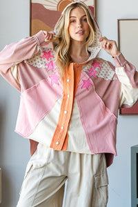 Oli & Hali Color Block Star Patched Jacket in Pink