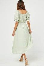 Load image into Gallery viewer, Hayden Textured Midi Dress with Smocked Bodice in Sage Dress Hayden   
