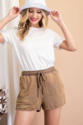 ee:some Mineral Washed Dolphin Shorts in Washed Brown