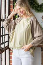 Load image into Gallery viewer, Oli &amp; Hali Oversized Knit Colorblock Top in Washed Olive Combo Shirts &amp; Tops Oli &amp; Hali   
