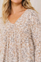 Oddi Leopard Print Top in Taupe Combo