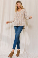 Oddi Leopard Print Top in Taupe Combo