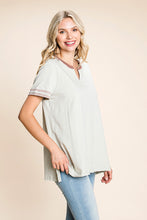 Load image into Gallery viewer, Cotton Bleu Cotton Color Block Top in Sage Combo Shirts &amp; Tops cotton bleu   
