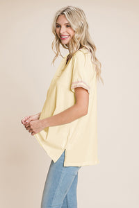 Cotton Bleu Cotton Color Block Top in Ivory Combo Shirts & Tops cotton bleu   