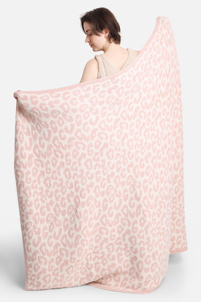 Leopard Print Luxury Soft Throw Blanket in Pink Blanket Queens Designs   