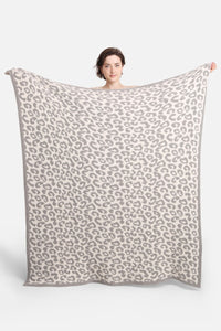 Leopard Print Luxury Soft Throw Blanket in Grey Blanket Queens Designs   