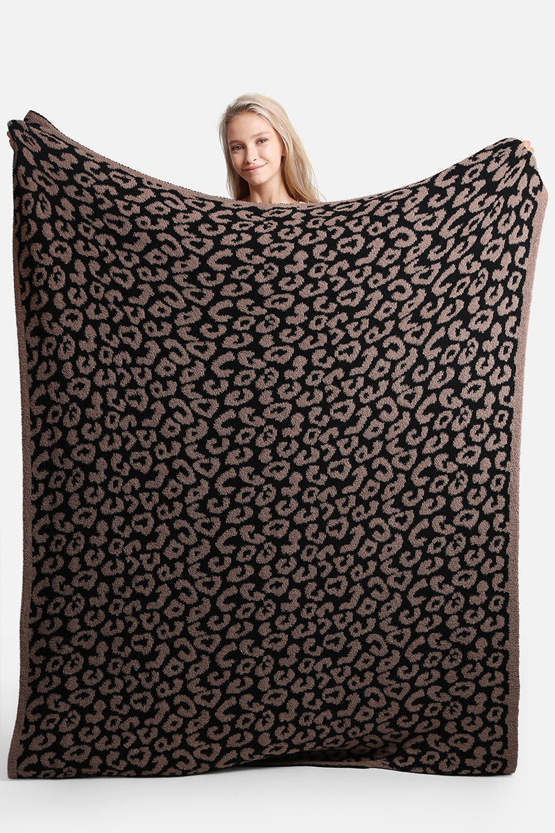 Leopard Print Luxury Soft Throw Blanket in Coffee Blanket Queens Designs   