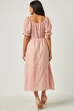 Load image into Gallery viewer, Hayden Textured Midi Dress with Smocked Bodice in Mauve
