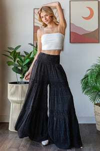 Oli & Hali SMOCKED Waist Wide Leg Pants in Black