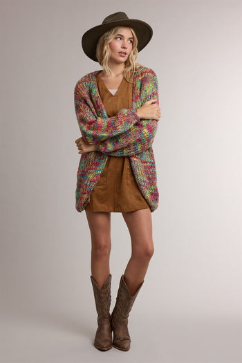 Wishlist Open Front Marled Knit Cardigan in Multi