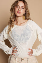 Load image into Gallery viewer, POL Ribbed Knit Top with Crochet Lace Inset Details in Almond Milk
