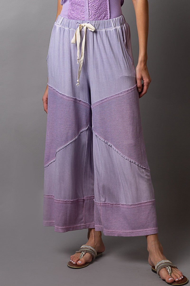 POL Contrasting Fabric Culottes Pants in Dusty Lilac Pants POL Clothing   
