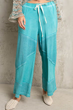 Load image into Gallery viewer, POL Contrasting Fabric Culottes Pants in Aqua Green Pants POL Clothing   
