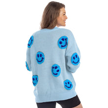 Load image into Gallery viewer, Katydid Light Blue Happy Face Sweater Shirts &amp; Tops Katydid   
