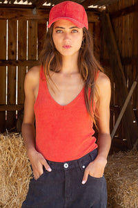 POL Solid Color Ribbed Sleeveless Top in Cherry Shirts & Tops POL Clothing   