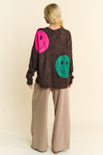 Load image into Gallery viewer, Davi &amp; Dani Multi Colored Smiley Face Print Knit Sweater in Brown Multi ON ORDER
