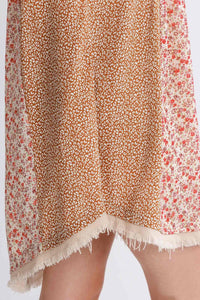 Umgee Mixed Print Round Neck Short Sleeve Dress  in Natural Dress Umgee   