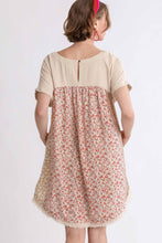 Load image into Gallery viewer, Umgee Mixed Print Round Neck Short Sleeve Dress  in Natural Dress Umgee   
