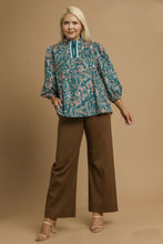 Load image into Gallery viewer, Umgee Mixed Floral Print Top in Teal Mix
