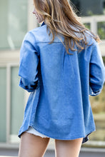 Load image into Gallery viewer, Mazik Button Down Partial Washed Out Shirt in Light Denim Top Mazik   
