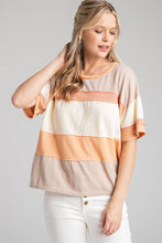 Load image into Gallery viewer, Easel Color Block Knit Top in Cinnamon Latte Top Easel   
