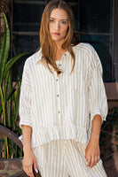 Cotierra Bailey Stripe Top in Taupe/Natural