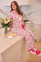 Jess Lea Pretty Lattice Bow Ruffle Pajama Set in Multi