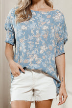 Load image into Gallery viewer, Oddi Floral Print Boat Neck Top in Spring Blue
