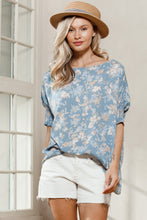 Load image into Gallery viewer, Oddi Floral Print Boat Neck Top in Spring Blue
