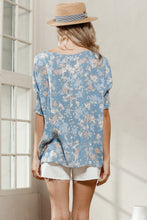 Load image into Gallery viewer, Oddi Floral Print Boat Neck Top in Spring Blue
