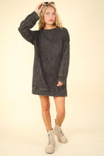 Load image into Gallery viewer, Very J OVERSIZED Mineral Washed Sweatshirt Mini Dress in Black
