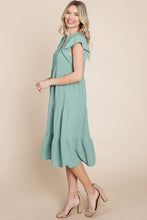 Load image into Gallery viewer, Roly Poly Solid Color Tiered Midi Dress in Sage Dress Rolypoly   
