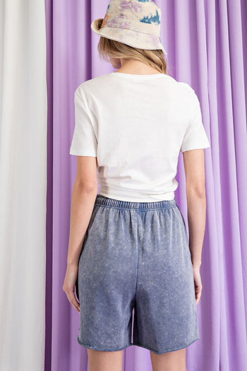 ee:some Mineral Washed Longline Shorts in Denim