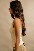 So Me Lace Ribbed Sleeveless Halter Top in Ivory
