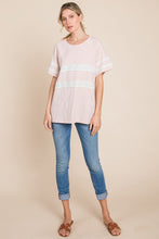 Load image into Gallery viewer, Cotton Bleu Slub Color Block Front Detail Top in Rose Shirts &amp; Tops cotton bleu   
