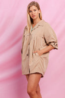 Oddi High Empire Waist Trench Jacket in Light Taupe